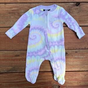 Nike Tie Dye Baby Sleeper 3M | Footed Zip One Piece Pajamas Mitts Purple Unisex